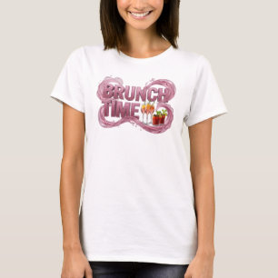 Catchy Pink BRUNCH TIME Grafik T-Shirt