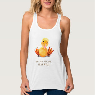Catchy Text Tank Top mit glücklicher Ente