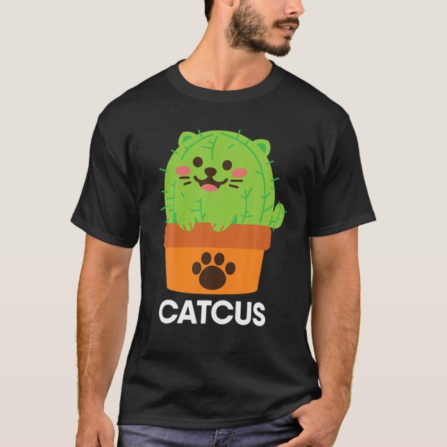 Catcus Cactus Cat Niedlich Funny Cat Mama Hallowee T-Shirt (Vorderseite)
