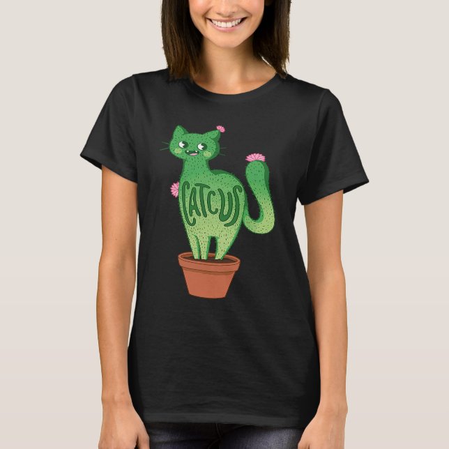 Catcus Cat Cactus Succulent Plants Kitty Lovers Fu T-Shirt (Vorderseite)