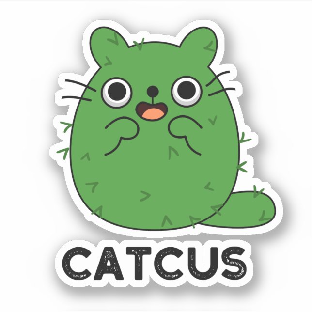Catcus Funny Cat Cactus Pun Aufkleber (Vorderseite)