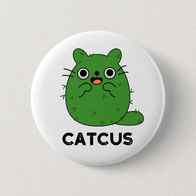 Catcus Funny Cat Cactus Pun Button (Vorderseite)