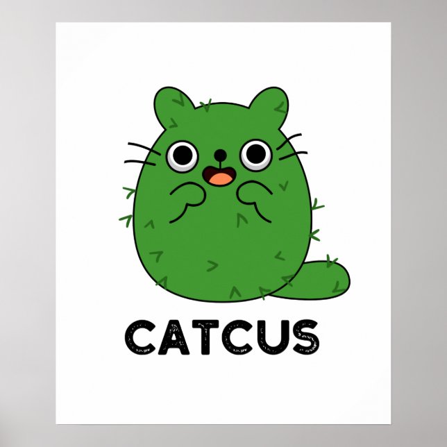 Catcus Funny Cat Cactus Pun Poster (Vorne)