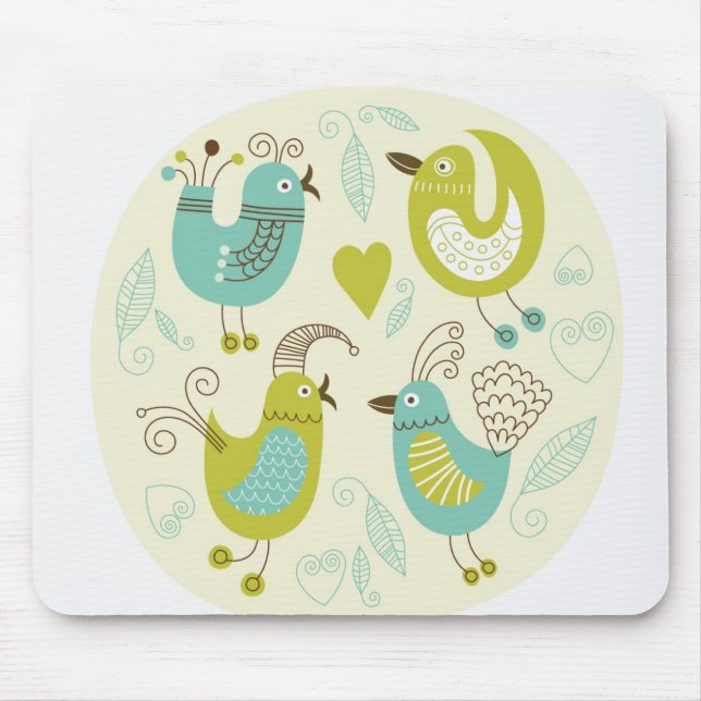 cate Cartoonvögel Mousepad (Vorne)