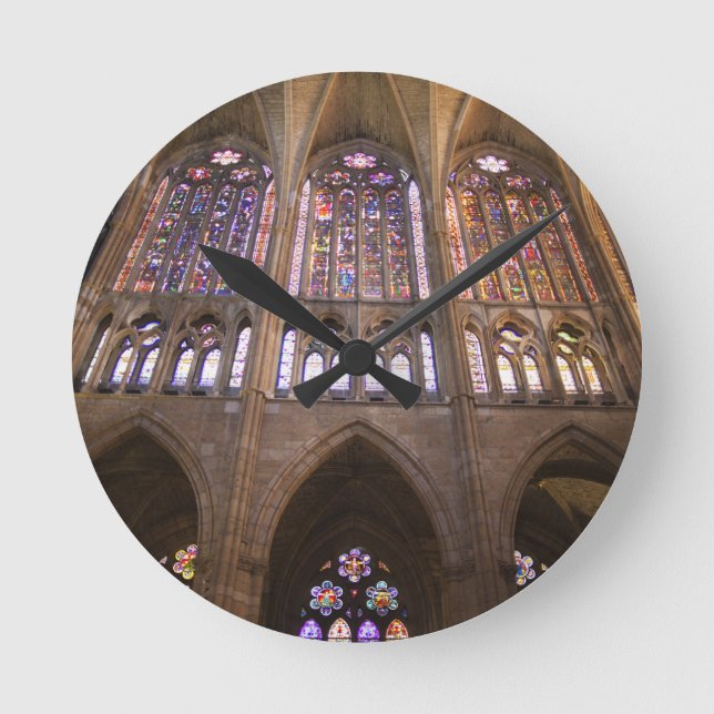 Catedral de Leon, Buntglasfenster Runde Wanduhr (Vorderseite)