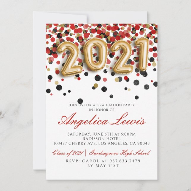 Catégorie de 2021 Graduation Party Invitation (Devant)