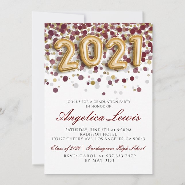 Catégorie de 2021 Graduation Party Invitation (Devant)