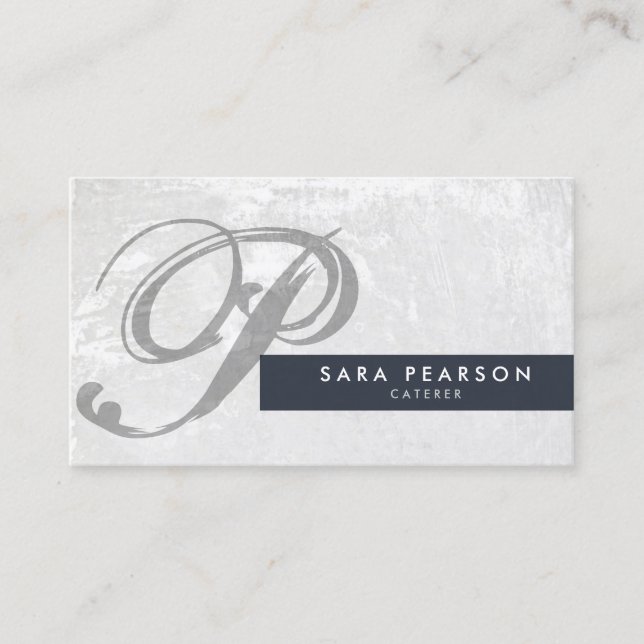 Caterer Subtle Grunge Monogram Business Card Visitenkarte (Vorderseite)
