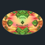 CATERINA ~ CHRISTMAS 2024 Green Red Yellow ~ Ovaler Aufkleber<br><div class="desc">Das ist ein Fraktal Design aus Weihnachtsfarben und -tönen. Es ist 3D.</div>