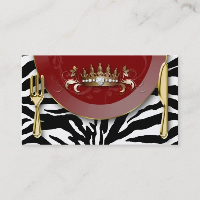 Catering Business Cards Restaurant Zebra Crown Visitenkarte (Vorderseite)
