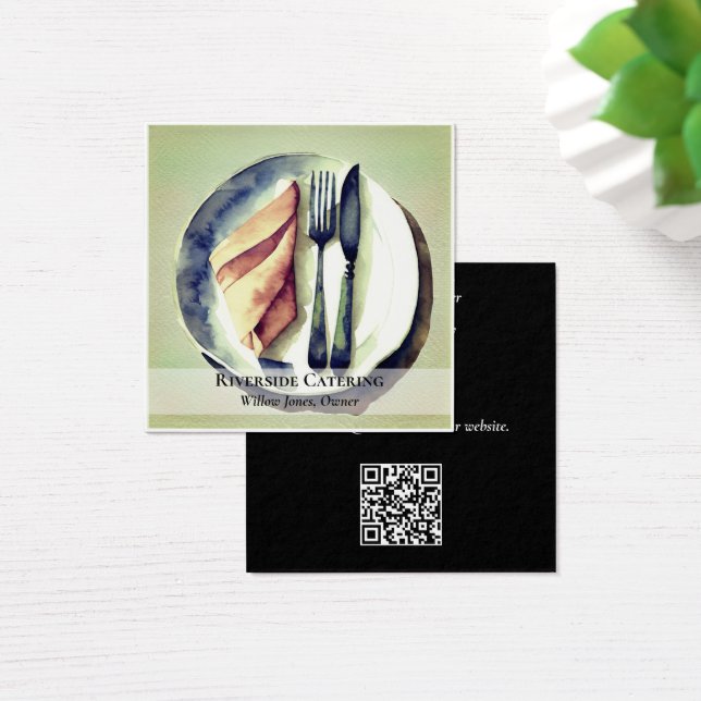 Catering oder Restaurant Visitenkarte - grün (Schreibtisch)