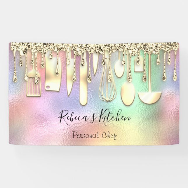 Catering Personal Koch Kitchen Gold Utensils Banner (Horizontal)