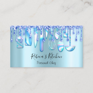 Catering Personal Koch Küche Aqua Blue Tropfen Visitenkarte