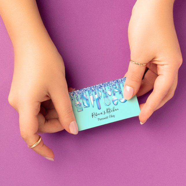 Catering Personal Koch Restaurant Tropfen Glitzer Visitenkarte (Von Creator hochgeladen)