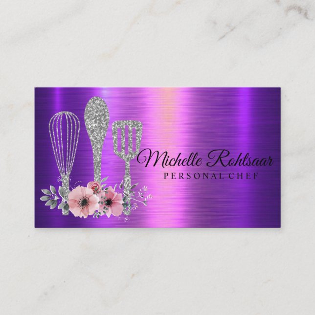 Catering Personal Koch Restaurant Tropfen Red Gold Visitenkarte (Vorderseite)