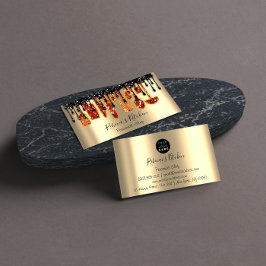 Catering Personal Koch Restaurant Tropfen Red Gold Visitenkarte