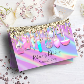 Catering Persönlicher Koch Küche Holograph Pink Visitenkarte
