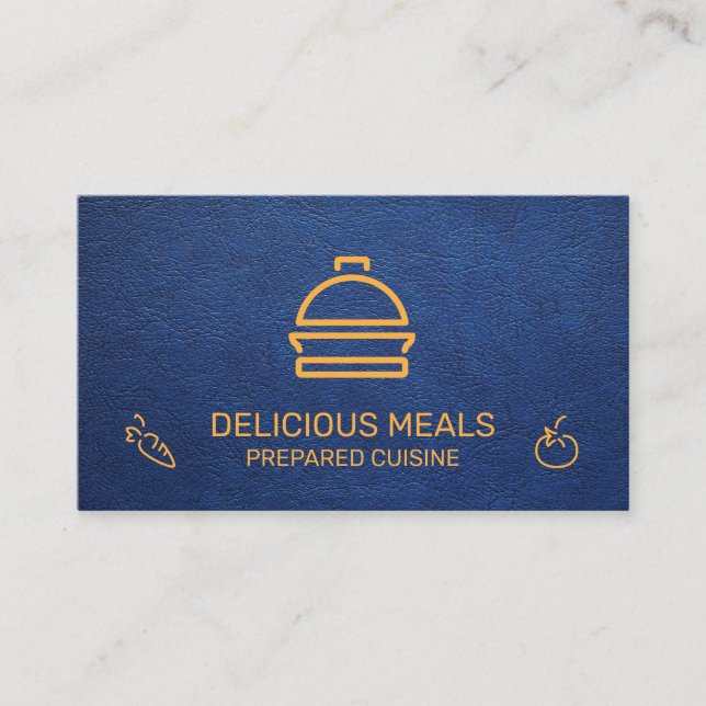 Catering Service | Hintergrund für blaues Leder Visitenkarte (Vorderseite)
