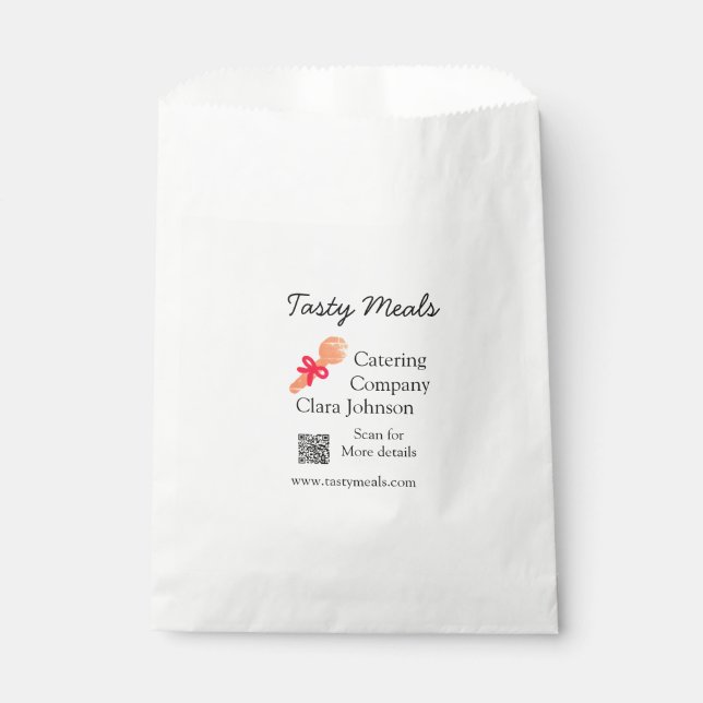 Catering Services fügen den Namen QR-Code Website  Geschenktütchen (Vorderseite)