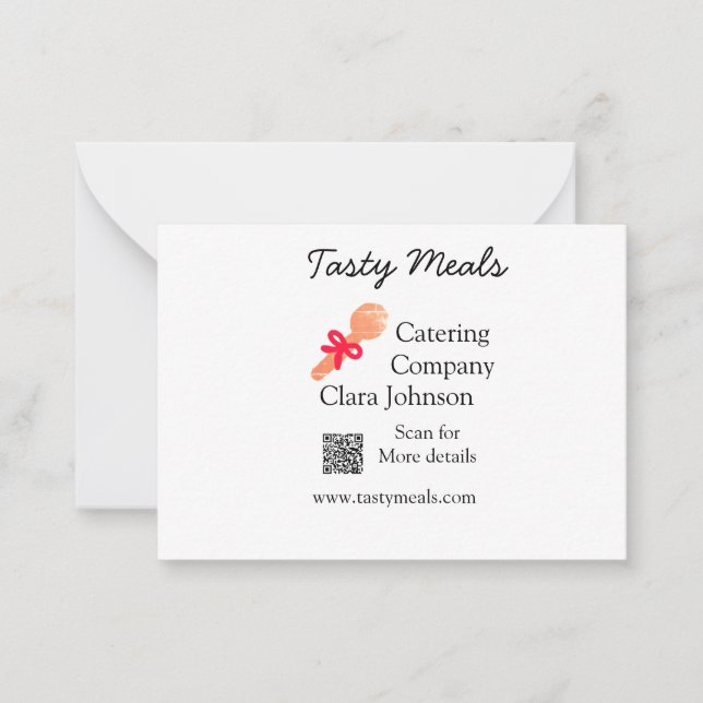Catering Services fügen den Namen QR-Code Website  Mitteilungskarte (Vorderseite)