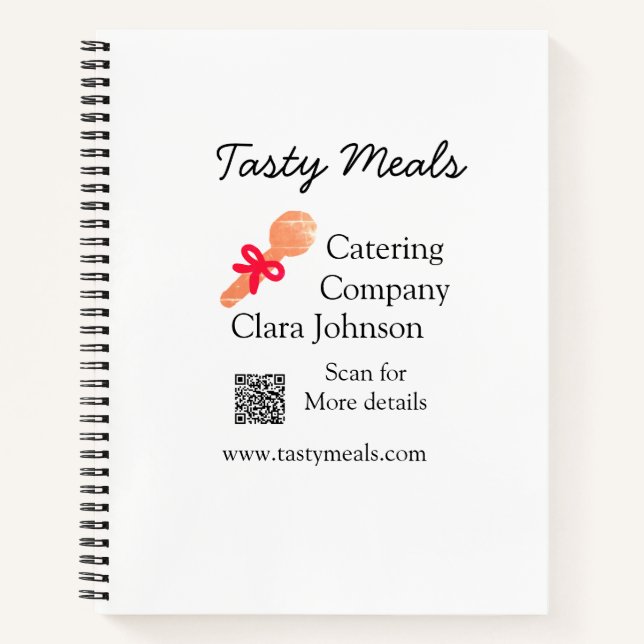 Catering Services fügen den Namen QR-Code Website  Notizbuch (Vorderseite)