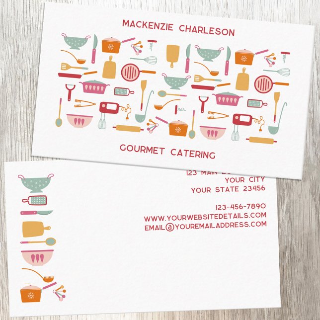 Catering-Visitenkarte Visitenkarte (Retro kitchen catering cafe bakery restaurant custom business cards)