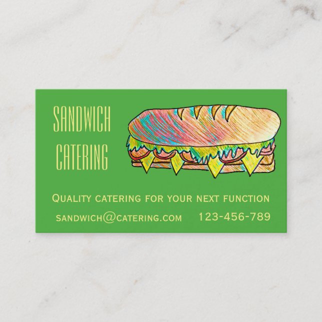 Cateringgeschäft für Sandwichmittagessenfunktionen Visitenkarte (Vorderseite)
