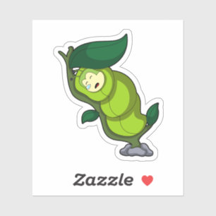 Caterpillar at Sleeping with Leaf Aufkleber