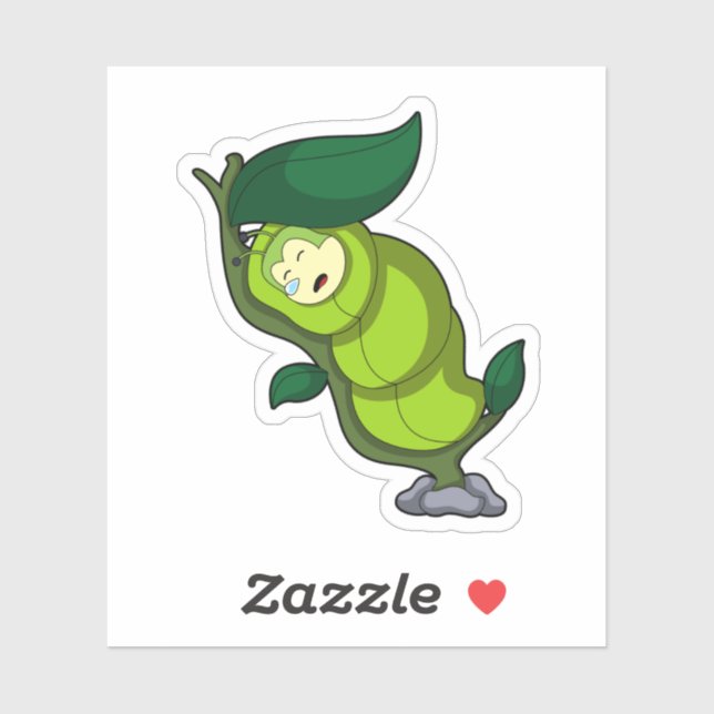 Caterpillar at Sleeping with Leaf Aufkleber (Blatt)