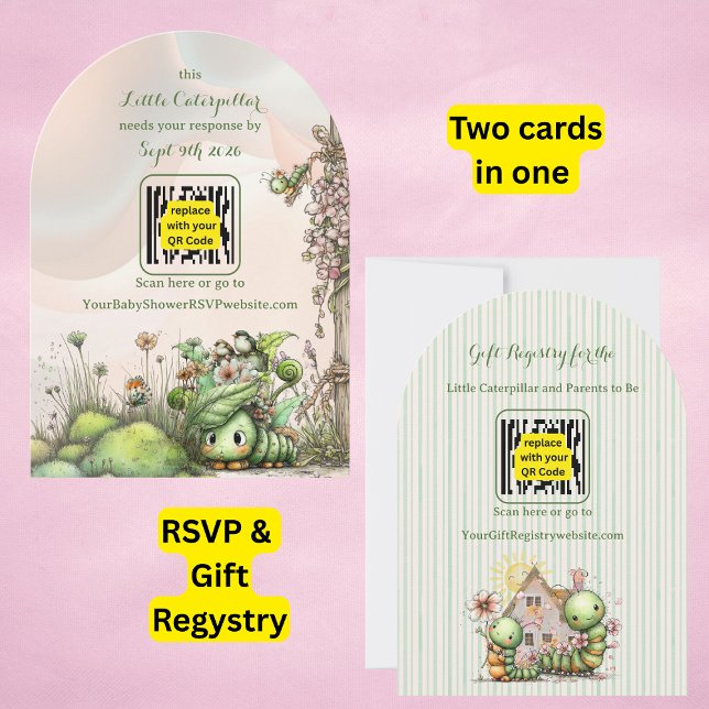 Caterpillar Baby Shower QR Code Antwort/Geschenker Einladung (Von Creator hochgeladen)