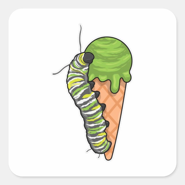 Caterpillar Ice cream Quadratischer Aufkleber (Vorderseite)
