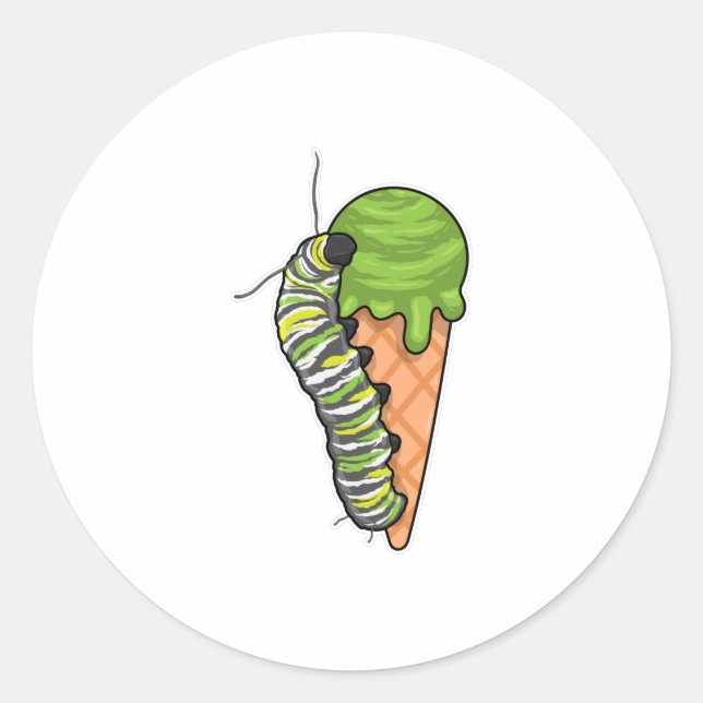 Caterpillar Ice cream Runder Aufkleber (Vorderseite)