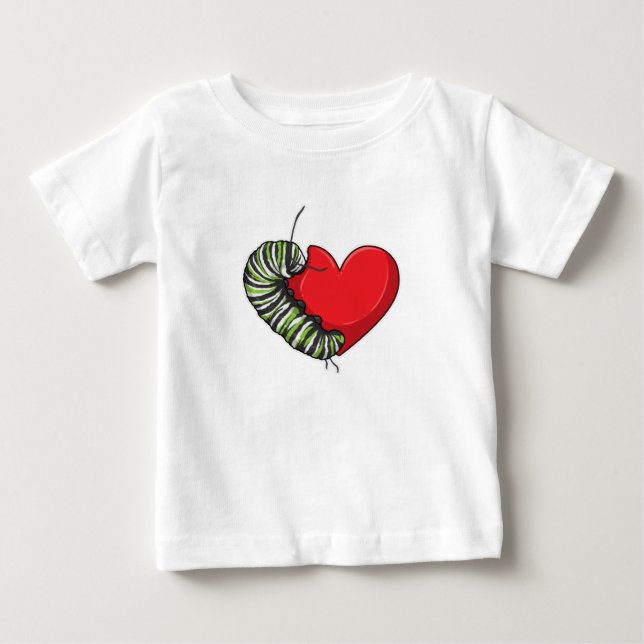 Caterpillar Love Heart Baby T-shirt (Vorderseite)