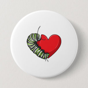 Caterpillar Love Heart Button