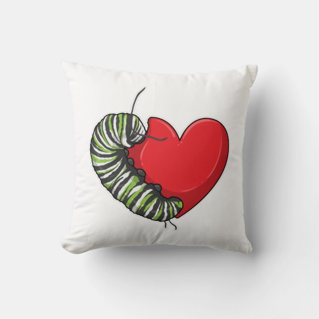 Caterpillar Love Heart Kissen (Vorderseite)