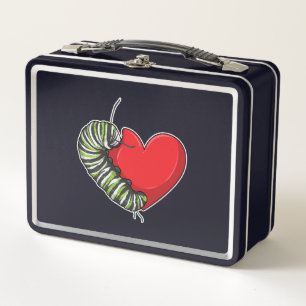 Caterpillar Love Heart Metall Brotdose