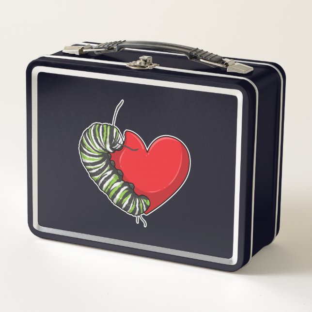 Caterpillar Love Heart Metall Brotdose (Vorderseite)