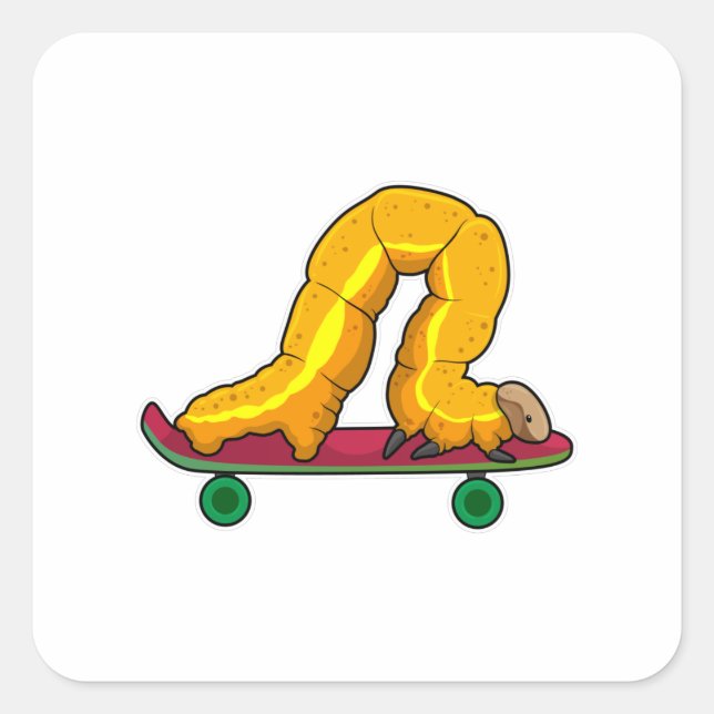 Caterpillar Skater Skateboard Quadratischer Aufkleber (Vorderseite)
