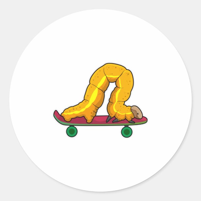 Caterpillar Skater Skateboard Runder Aufkleber (Vorderseite)