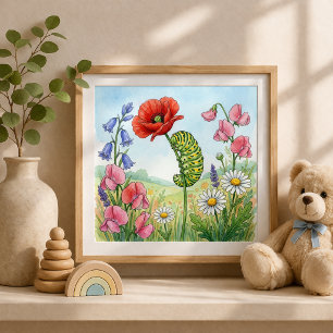 Caterpillar Winzige Insekten Kinderzimmer Poster