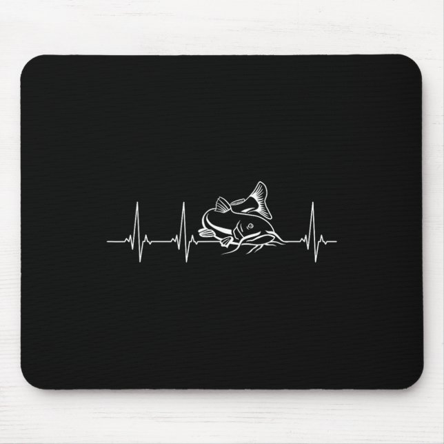 Catfish Fischen Herzschlag Mousepad (Vorne)