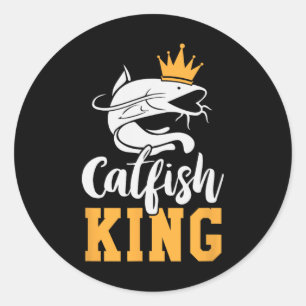 Catfish King Design Funny Catfish Fishing-Geschenk Runder Aufkleber
