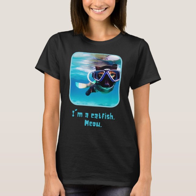 Catfish Meow - Funny Cat Snorkeling T - Shirt (Vorderseite)