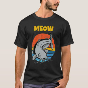 Catfishing Retro-Sonnenuntergang Miauen Wels T-Shirt