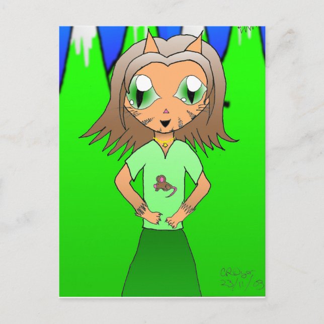 CatGirl Postkarte (Vorderseite)