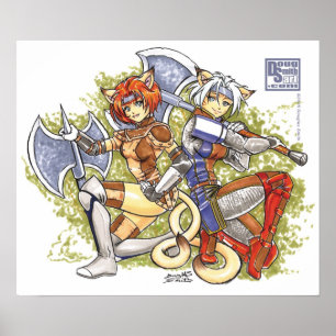 Catgirls w/Axes Plakat