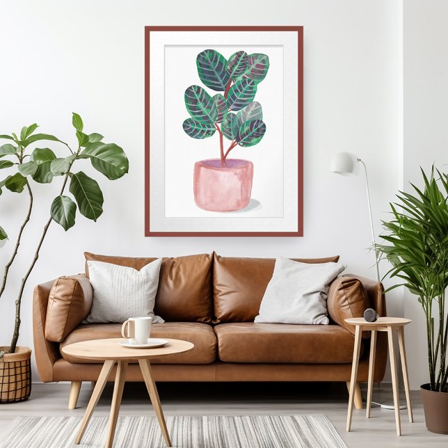 Cathathea Potted Gebet Pflanze Wasserfarbene Kunst Poster (Cathathea Potted Prayer Plant Watercolor Art Poster Wall Art)