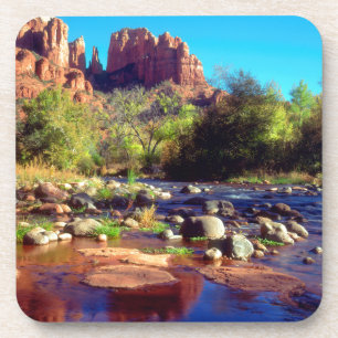 Cathedral Rock spiegelt sich in Oak Creek Getränkeuntersetzer