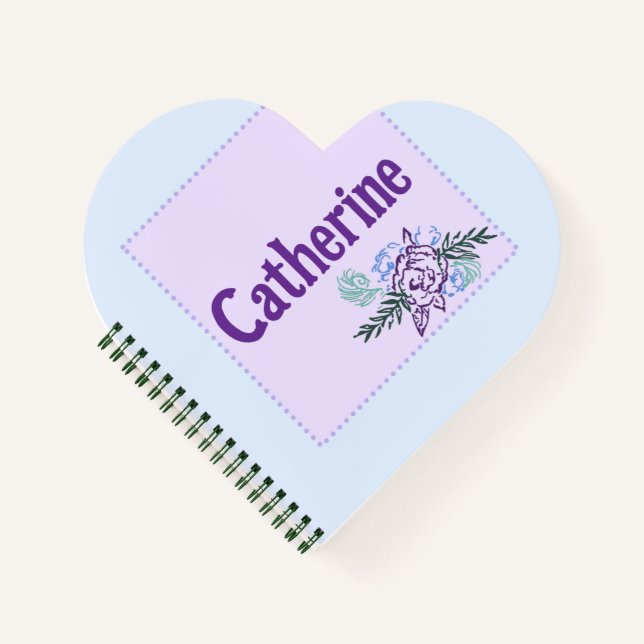 Catherine Aqua Rose Heart Notebook Notizbuch (Vorderseite)