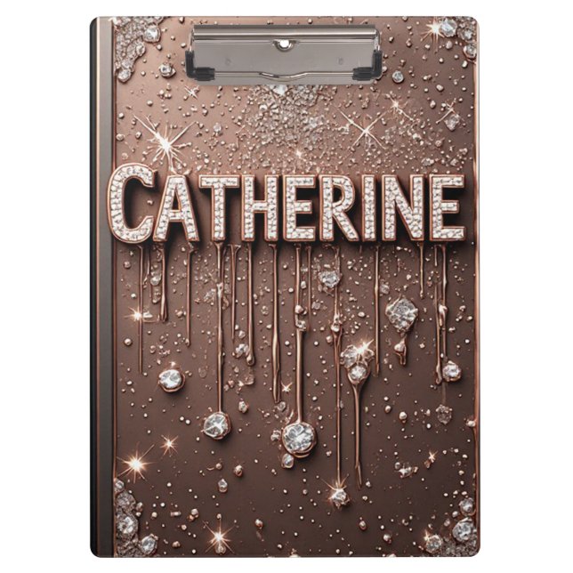 🌸Catherine Rose Gold Glitter Name Notizen🌸 Klemmbrett (Vorderseite)
